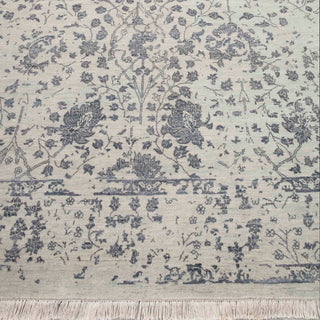 Persian Kerman hand-knotted rug with botanical vine motif in cream gray tones. 8x10 ft elegant