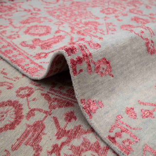 Persian Kerman hand-knotted rug with medallion motif in faded pink ivory gray. 8x10 ft plush