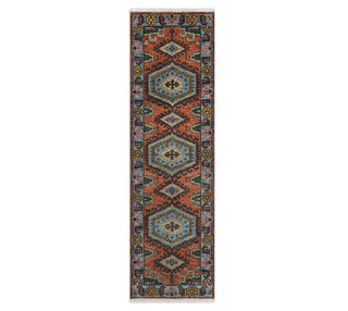 Persian Runner Rug Rust Blue Hand Knotted Soft Thick Plush Feel Wool Staircase Runner / Hallway Rug, CUSTOMIZE in any SIZE