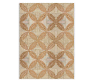 Persian kilim hand-knotted rug with interlocking Golden Beige Quatrefoil Motifs Abaca Fiber Rug for living room