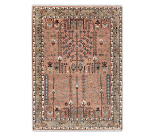 Pink Persian Tree of life Modern Designer Soft Oushak Turkish Style Wool Ushak