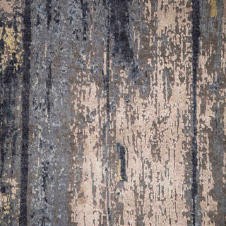 Power-loomed rug featuring distressed wood stripes in charcoal gray taupe gold, 8x10 ft. Easy clean