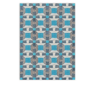 Premium abaca teal blue & gray-beige Natural fiber handmade area rug.