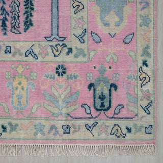 Petaline Blush Pink Tree of Life Inspired Oushak Rug