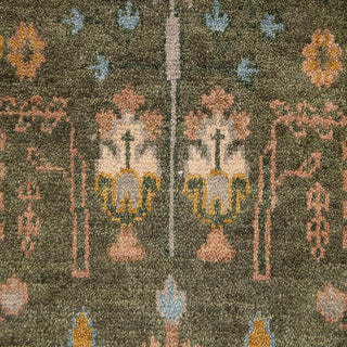 Olivia - 8x10 Green Wool Hand Knotted Tree Of Life Rug