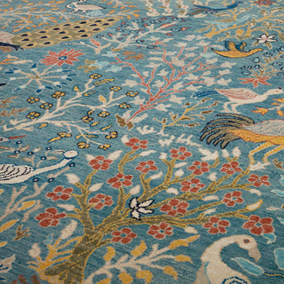 Aviario - Blue Birds Peacock Garden Scene Fine Quality Multi Size Rug