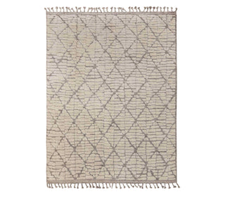Moroccan Ivory Grey Beni Ourain Berber Shag Boho Handmade Wool Rug
