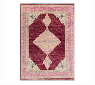 Red Burgundy Pink ModernPersian Style Soft Wool Hand Knotted Oushak Rug