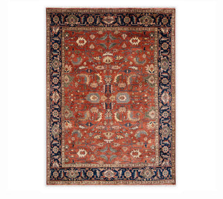 9x12 Handmade Modern Persian Look Rust Wool Rug For Living Room