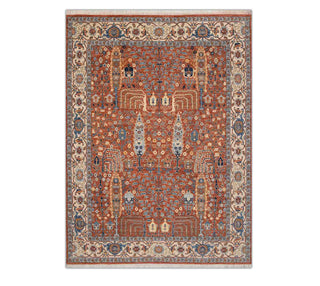 8x10 Rust Ivory Persian Tree Design Fine Quality Wool Rug