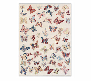 Rug for Kids room Ivory Colourful Butterfly Design Premium Wool Rug For Kids Room 
