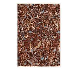 Rust Colorful Peacock Beautiful Handmade Fine Wool Rug Foe bedroom rug for living room