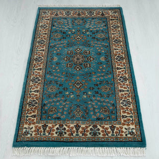 Kashmira 2'6x4 Vibrant Turquoise Blue Persian Wool Rug