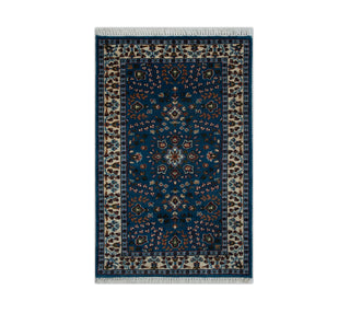 Arash 2'6x4 Royal Blue Persian Floral Wool Rug