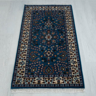 Arash 2'6x4 Royal Blue Persian Floral Wool Rug