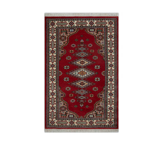 Mina 3x5 Red Tribal Bokhara Fine Weave Wool Rug