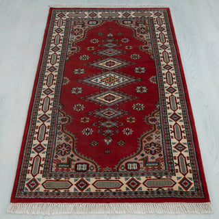 Mina 3x5 Red Tribal Bokhara Fine Weave Wool Rug