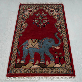Maharaja 2x3 Traditional Elephant Motif Wool Rug