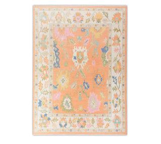 Orange Cream Colorful Modern Oushak Rug Premium Wool Hand Knotted Turkish Inspired
