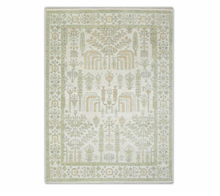 Silver Grey Green wool Tree Of life Rug Modern Oushak Rug Premium Wool Hand Knotted Turkish Inspired Rug