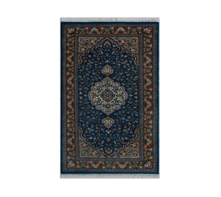 Shanin 3x5 Traditional Persian navy hand knotted Medallion Wool Rug