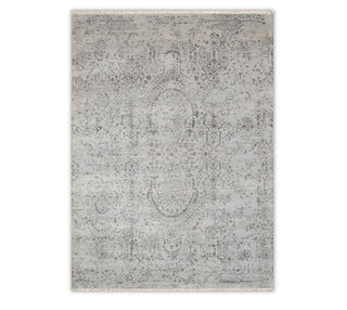 8x10 Handmade Modern Abstract Gray Wool And Silk Rug