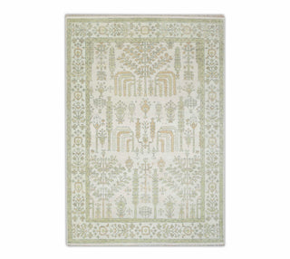 Silver Grey Green Tree Of life Rug Modern Oushak Rug Premium Wool Hand Knotted Turkish Inspired Rug