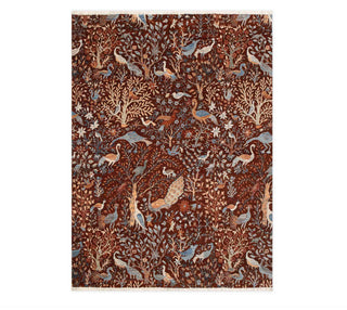 Rust Colorful Peacock Beautiful Handmade Fine Wool Rug Foe bedroom rug for living room