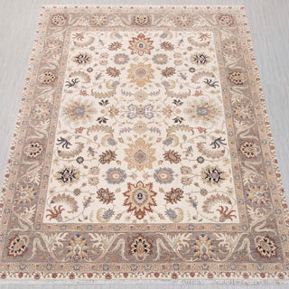 Traditional hand-knotted rug in ivory, taupe, beige with floral design, 12x15 ft.