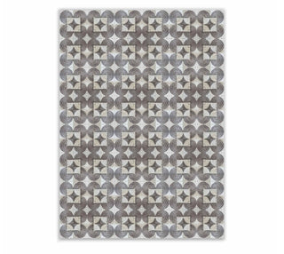 Trellis hand-knotted rug in gray taupe with circle diamond design. Custom handmade abaca fiber area rugs.