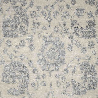 Turkish Oushak hand-knotted rug with floral allover motif in cream grey tones. 8x10 ft