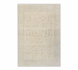Washed Look Cream Gray Handmade Soft Wool Muted Area Rug