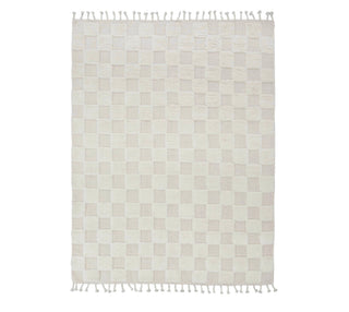 Ivory White Moroccan Beni Ourain Hand Knotted Wool Rug