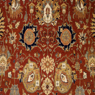 Ziegler Sultanabad-style hand-knotted rug with intricate floral motifs in rust, blue, gold, 9x12.