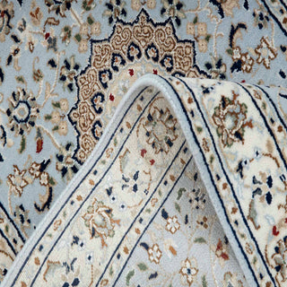 hand-knotted blue Persian floral patterns runner rug for staircase