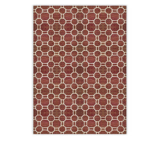 large area Red Geometric Motif Hand Stitched Natural Fiber Abaca Rug