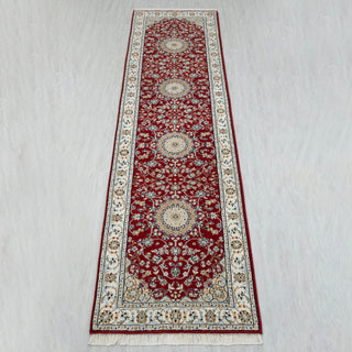 vintage persian nain wool and silk runner rug for hallway