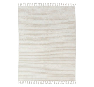 vory Moroccan Ribbed Rug Beni Ourain Berber Shag Boho Hand Knotted Wool Rug, 