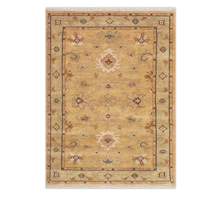 x8 Gold Turkish Style Hand Knotted Soft Quality Wool Hand Knotted Rug
